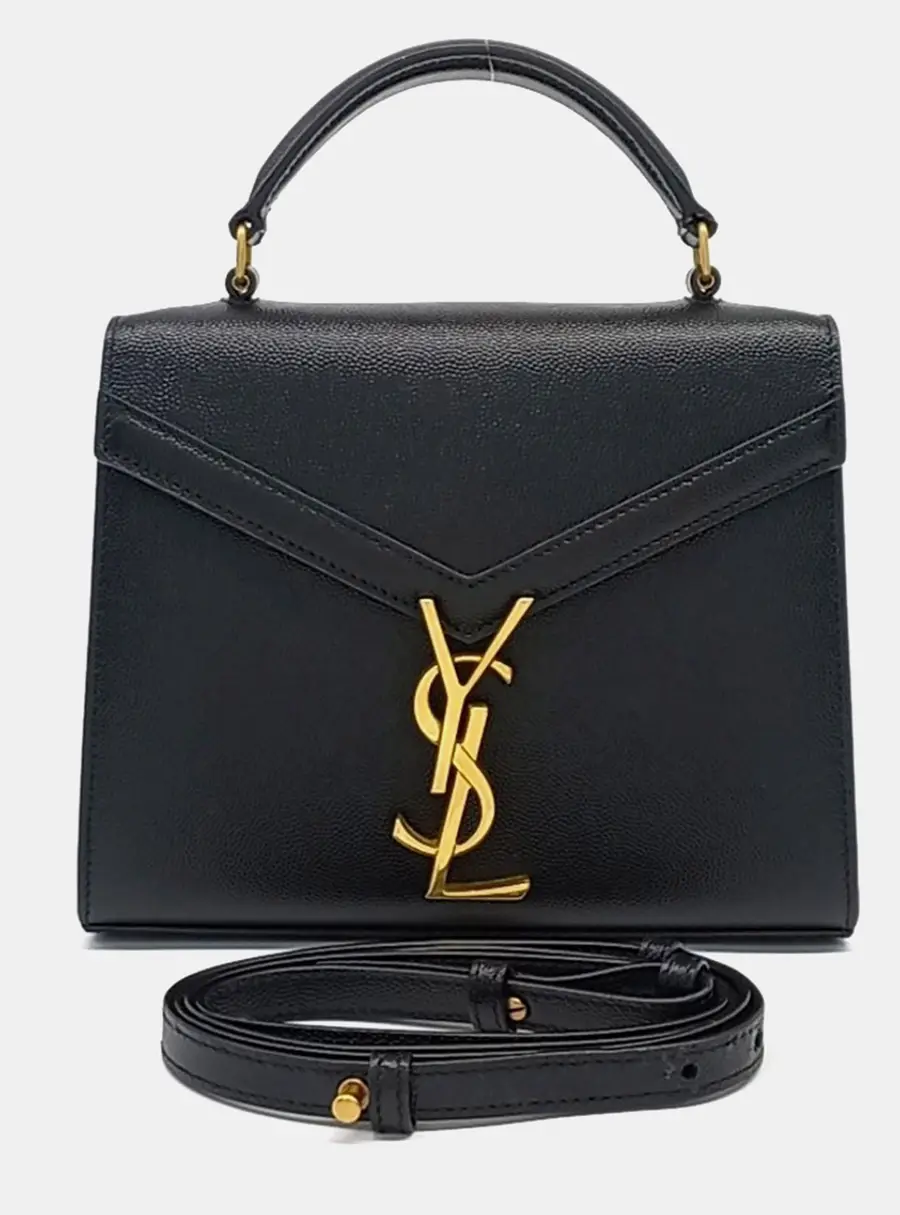 Saint Laurent Paris Black Leather Cassandra Top Handle Shoulder Bag