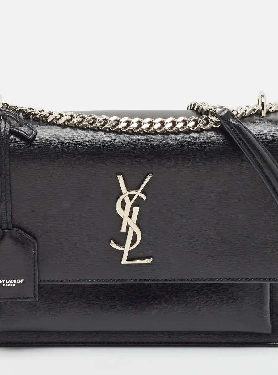 Saint Laurent Sunset Medium Black Leather Shoulder Bag