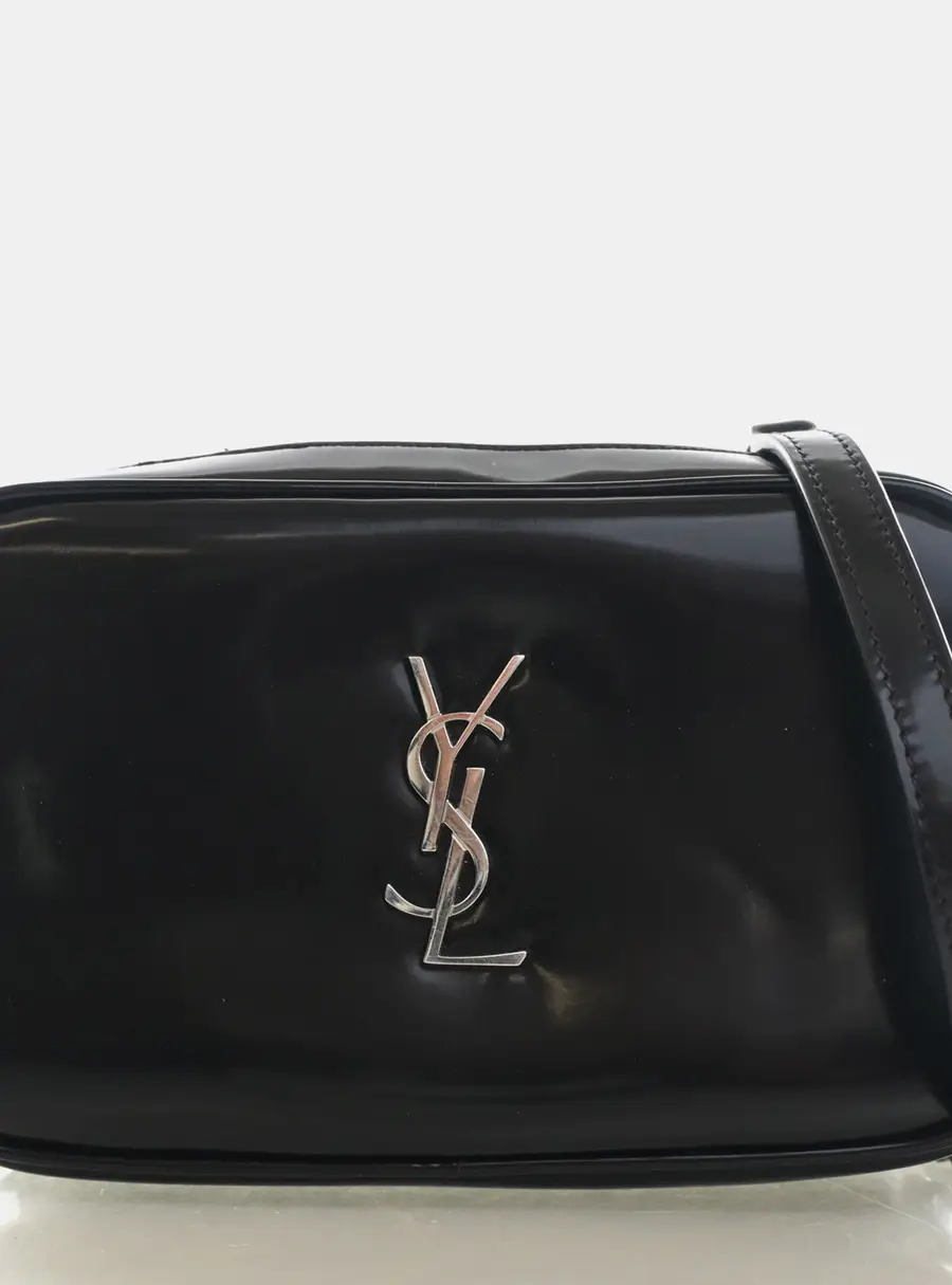 Saint Laurent Lou Mini Black Shiny Calfskin Leather Camera Bag