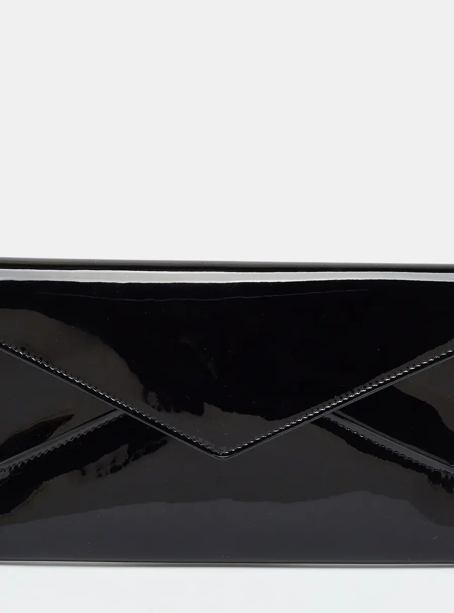 Saint Laurent Paloma Envelope Black Patent Leather Clutch