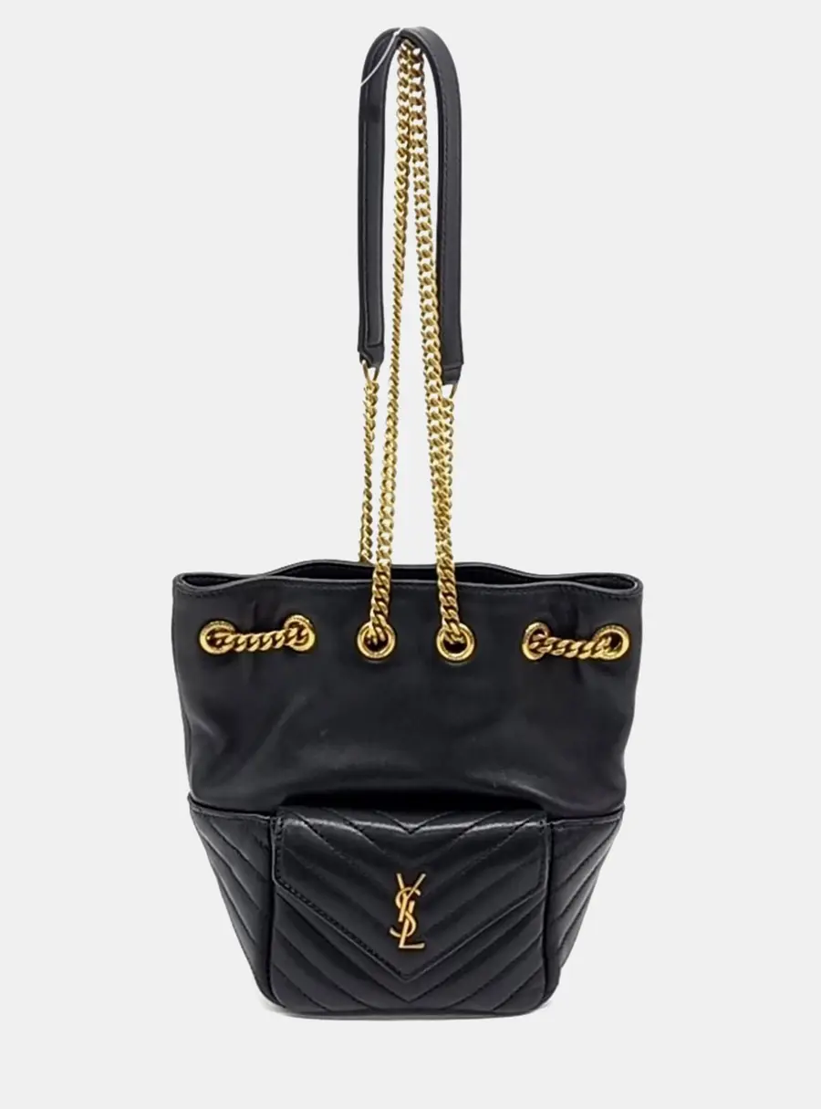 Saint Laurent Paris Black Leather Joe Mini Bucket Bag (701631)