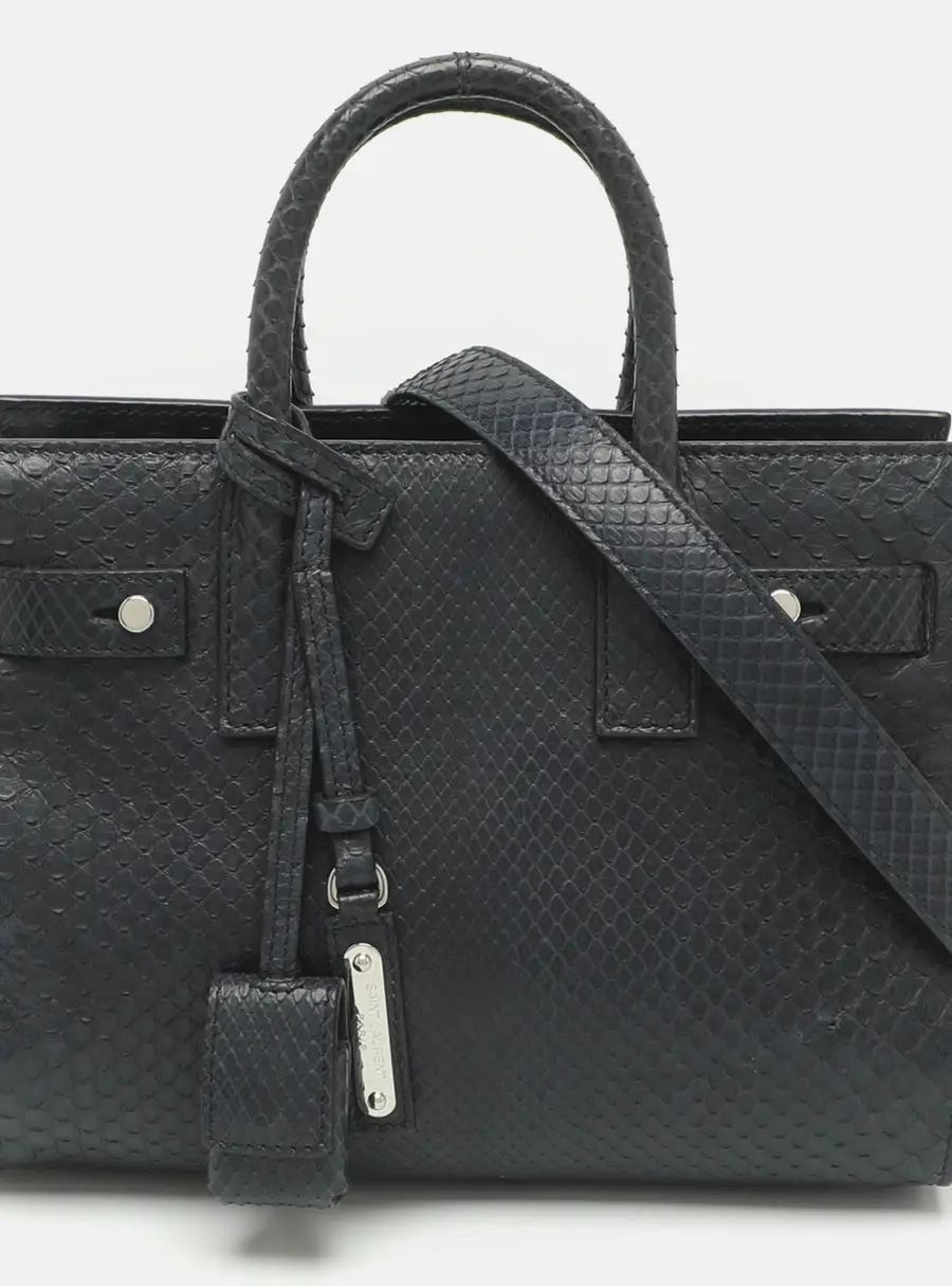 Saint Laurent Classic Sac De Jour Nano Blue Python Tote