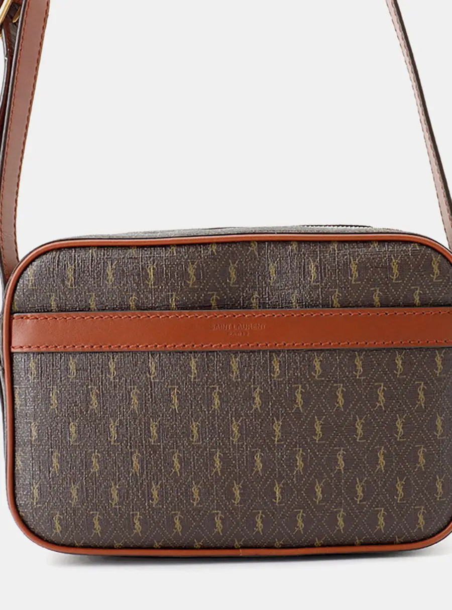 Saint Laurent Paris Le Monogram Camera Bag Brown Pvc Leather