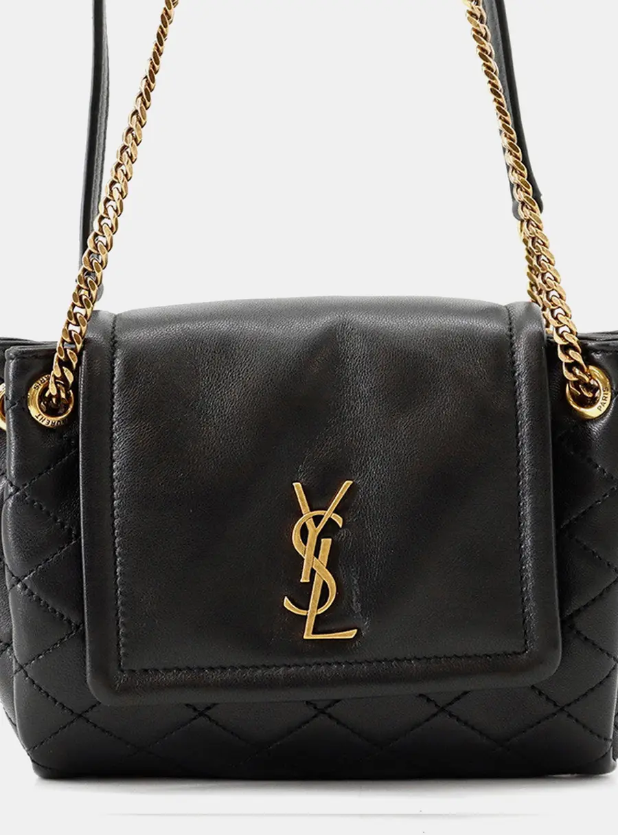 Saint Laurent Paris Nolita Quilted Shoulder Bag Black Lambskin Size Mini