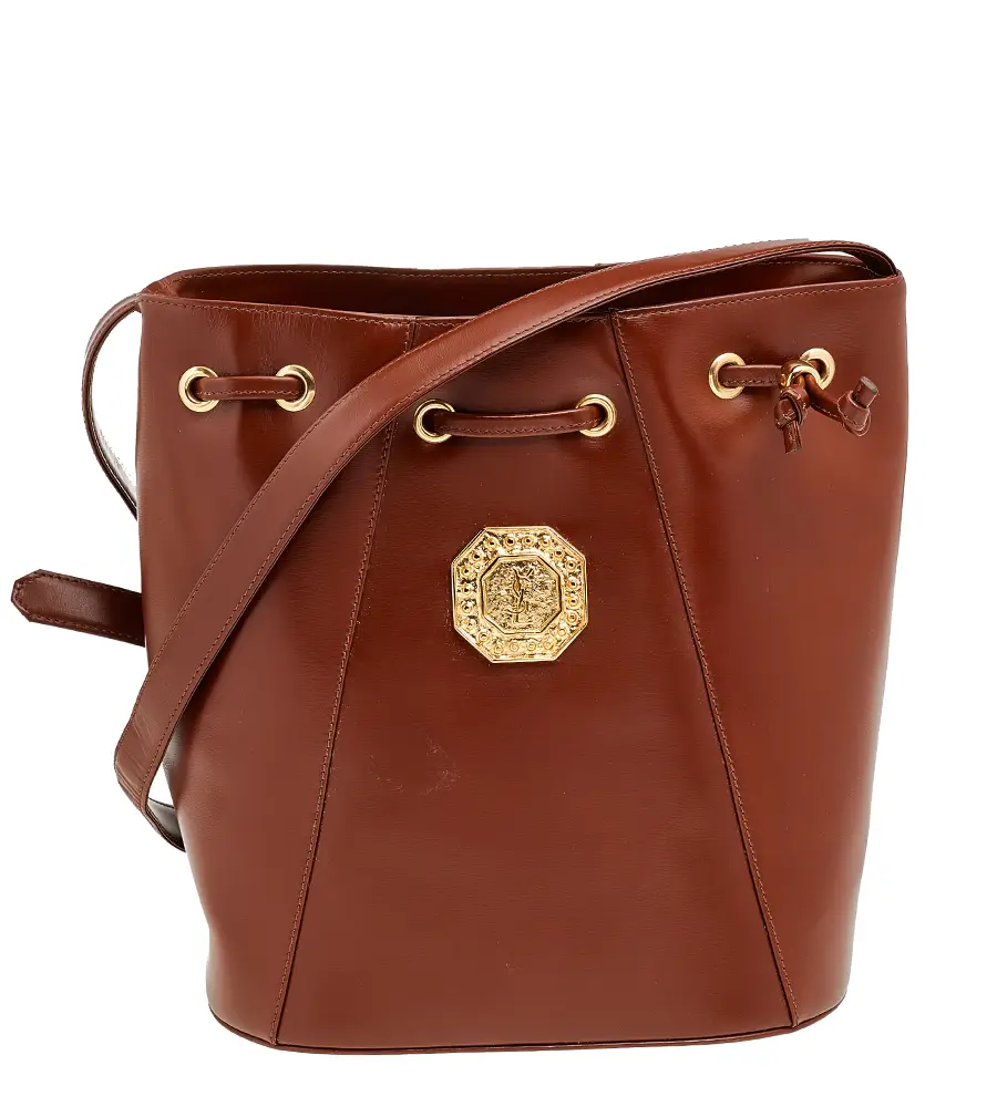Saint Laurent Brown Leather Drawstring Bucket Bag