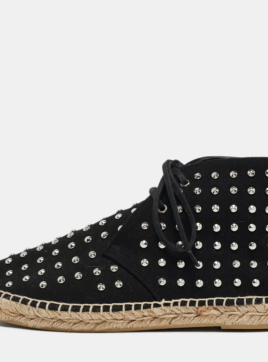 Saint Laurent Black Canvas Stud Embellished High Top Sneakers Size 36