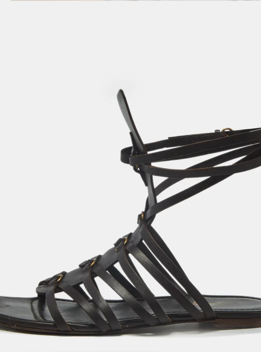 Saint Laurent Size 37 Brown Leather Gladiator Sandals