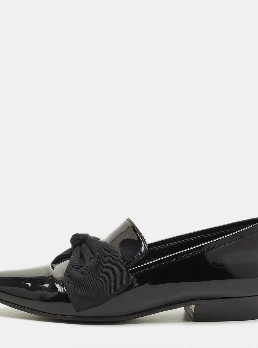 Saint Laurent Deven Size 38 Black Patent Leather Loafers