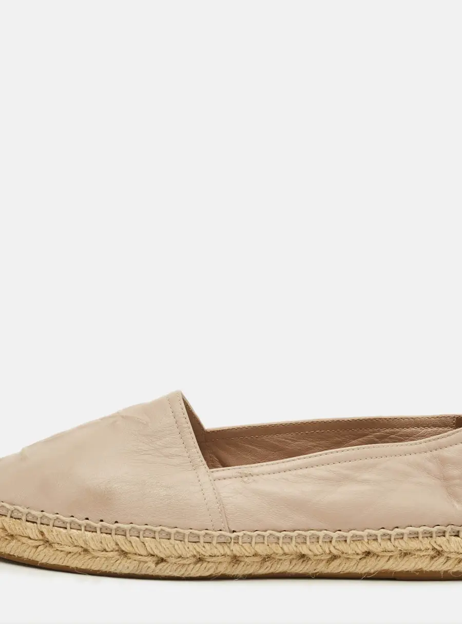 Saint Laurent Cassandra Size 36.5 Cream Leather Espadrille Flats