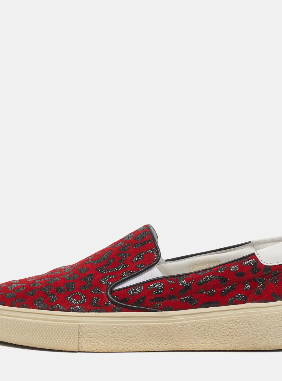 Saint Laurent Baby Cat Size 35 Red Suede Low Top Sneakers