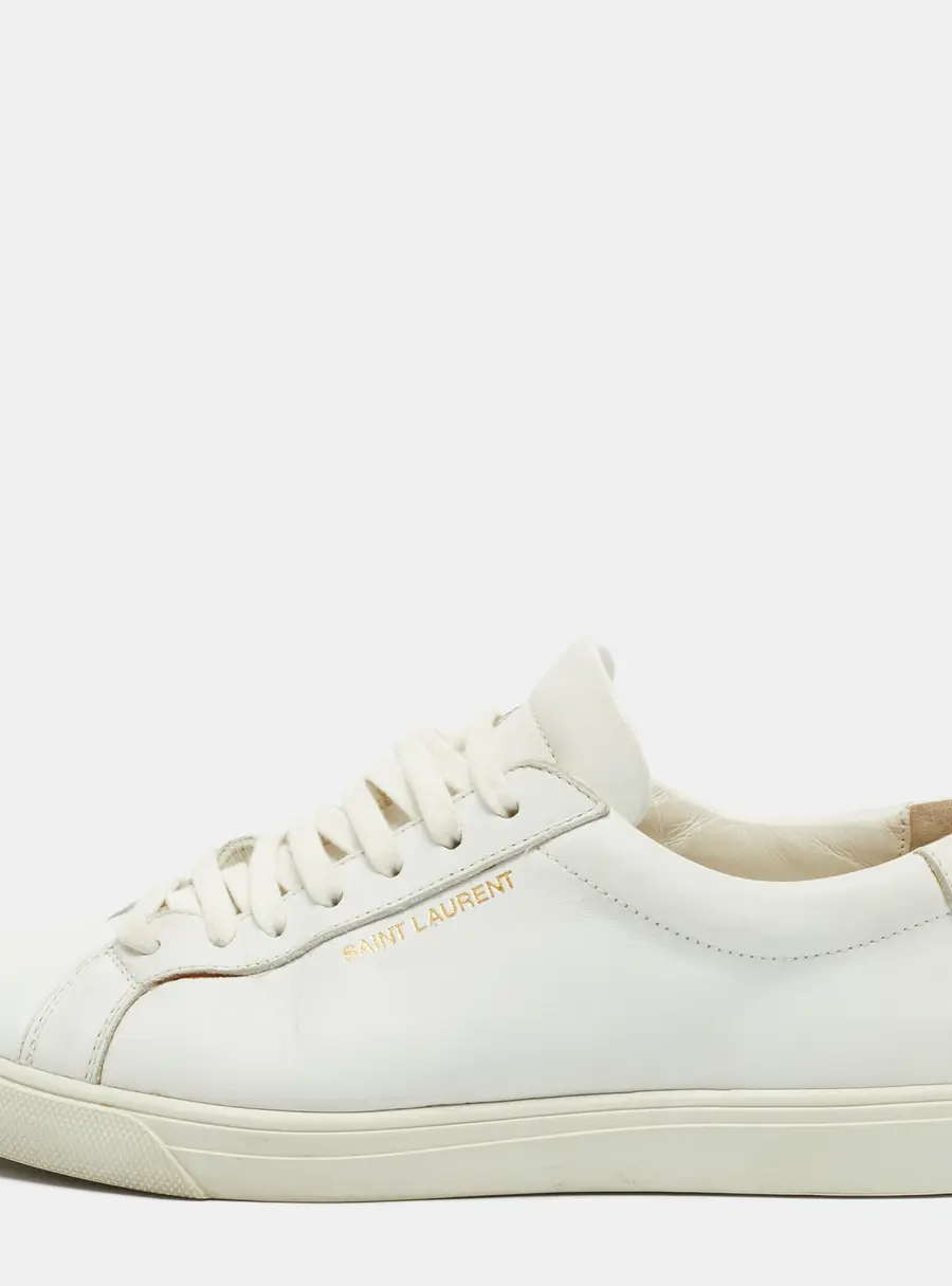 Saint Laurent Andy Size 38.5 White Leather Low Top Sneakers