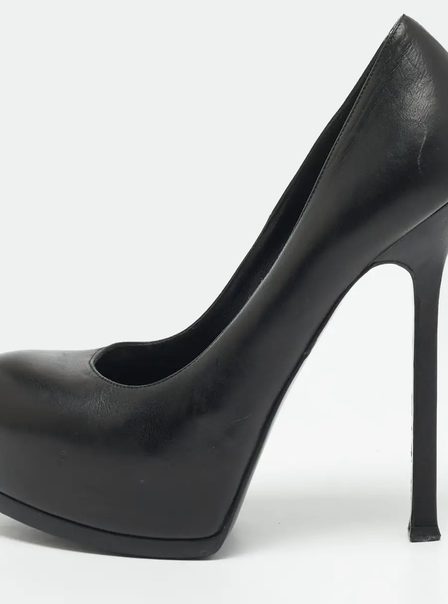 Saint Laurent Tribtoo Size 37 Black Leather Platform Pumps