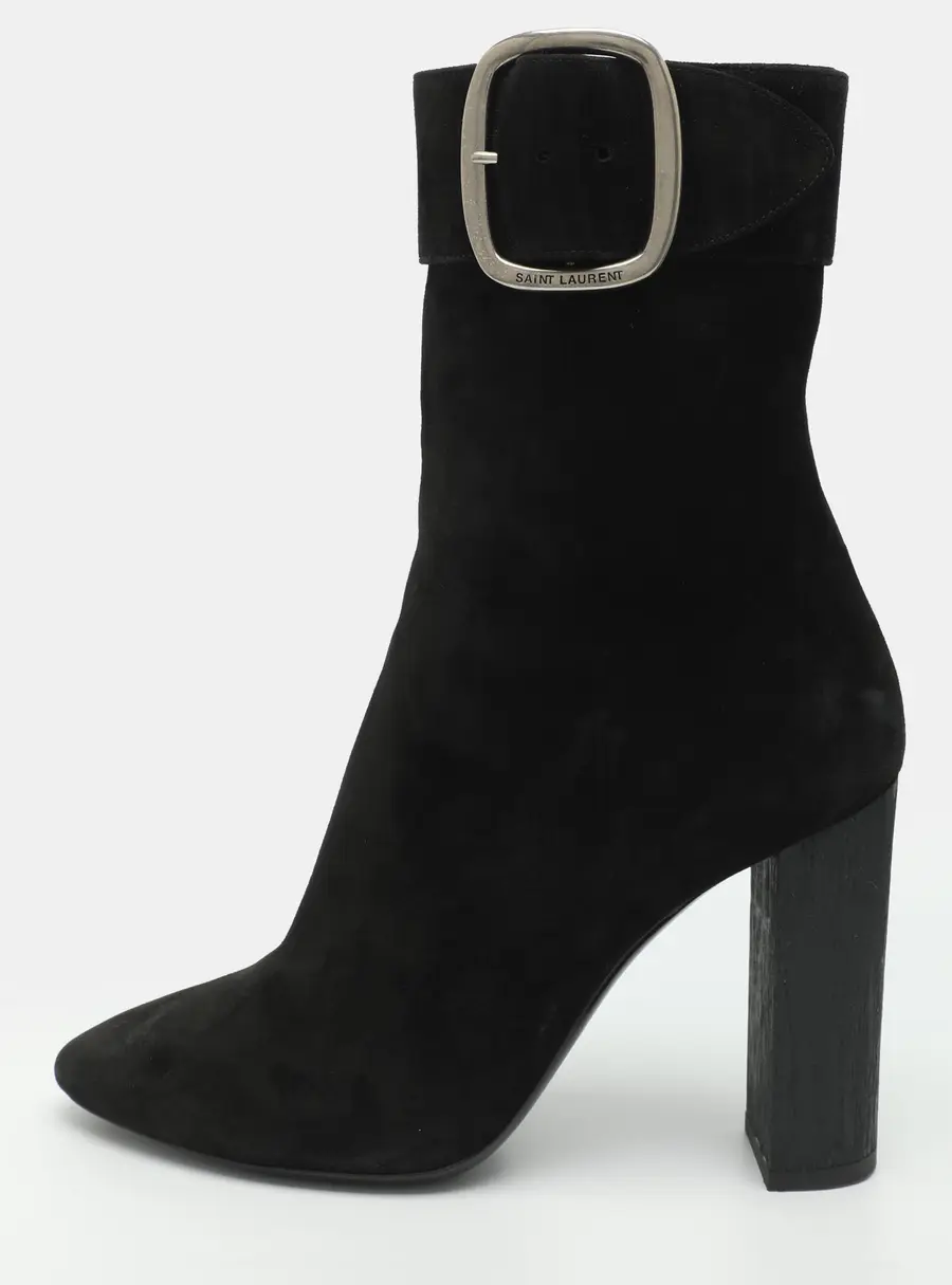 Saint Laurent Size 38.5 Black Suede Mid Calf Boots