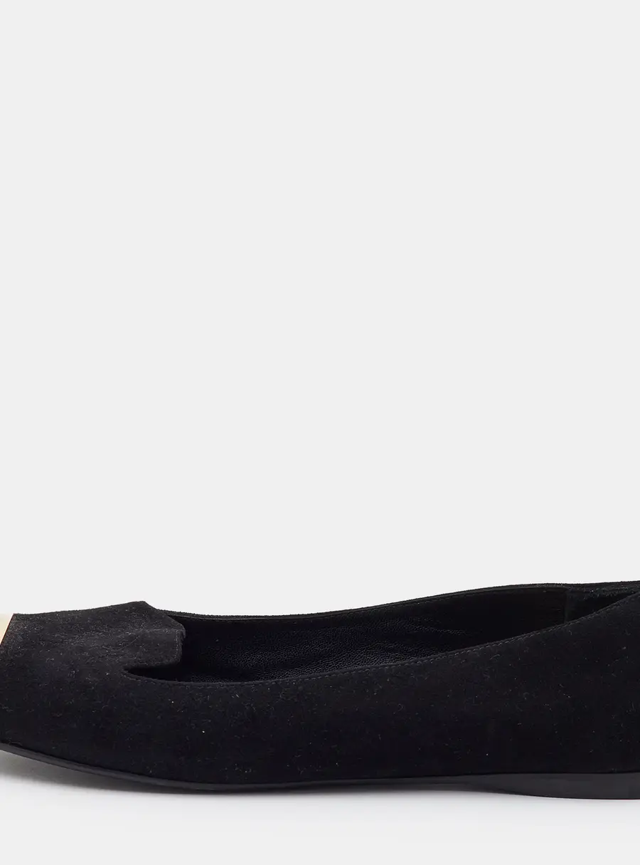 Saint Laurent Metal Cap Toe Size 38 Black Suede Smoking Slippers