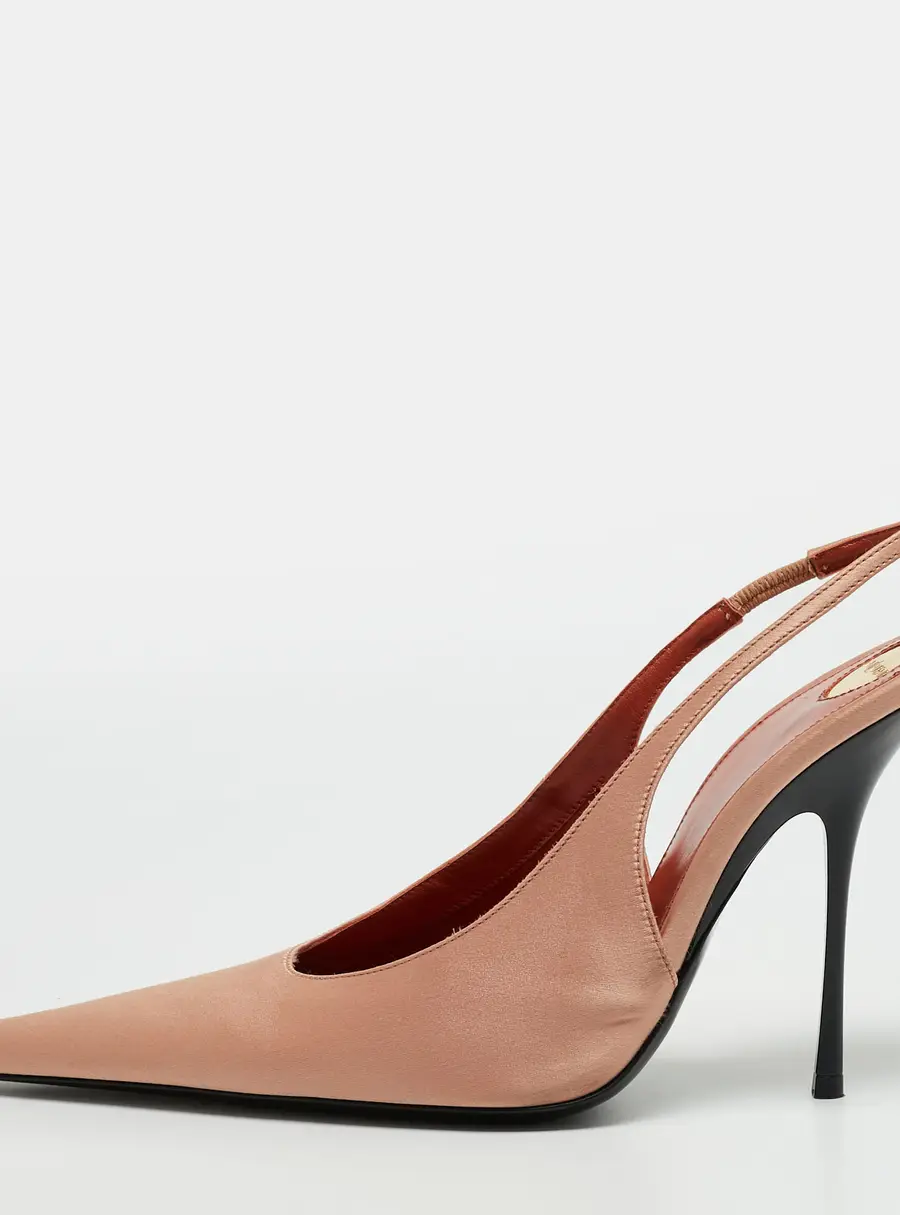 Saint Laurent Deroche Size 40 Rose Gold Satin Slingback Pumps