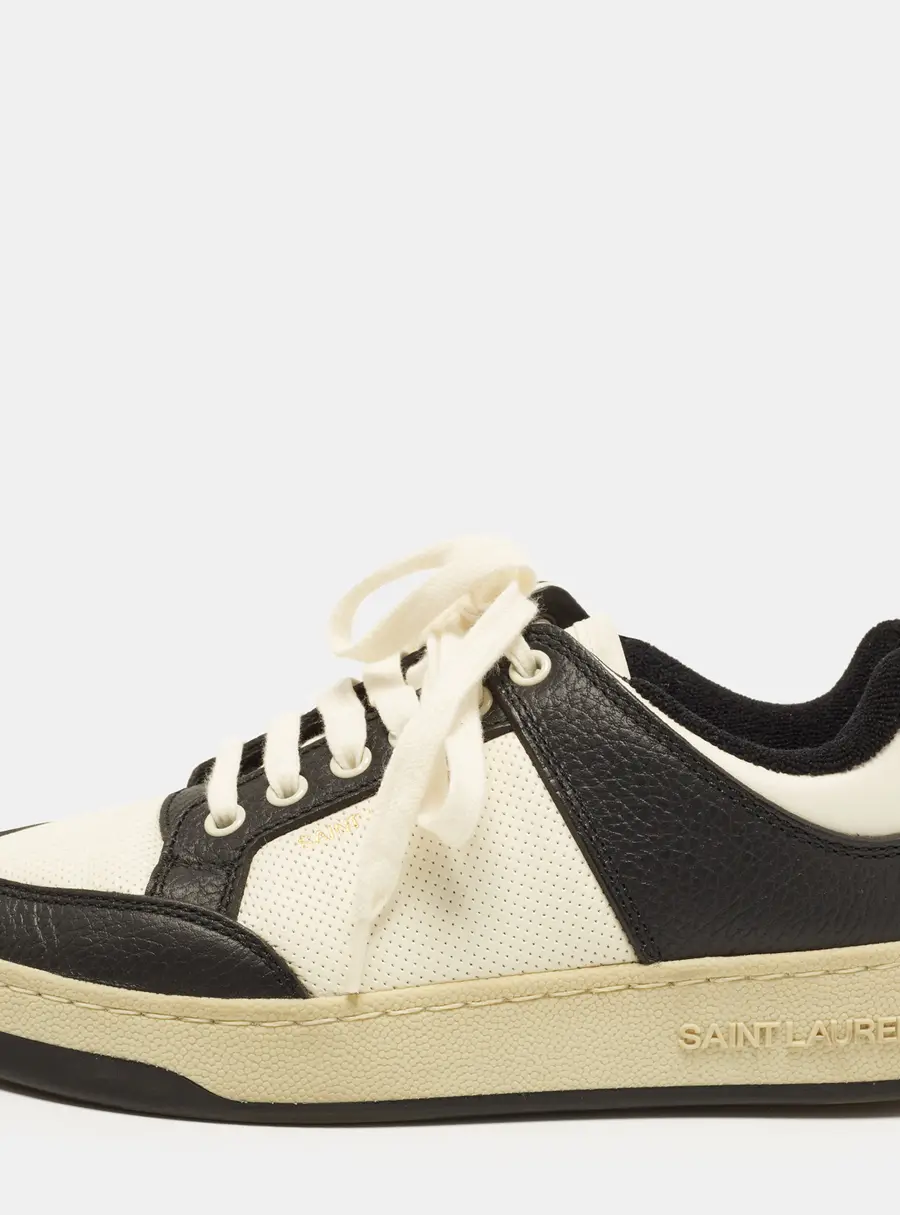 Saint Laurent SL/61 Size 37 Black/White Leather Lace Up Sneakers