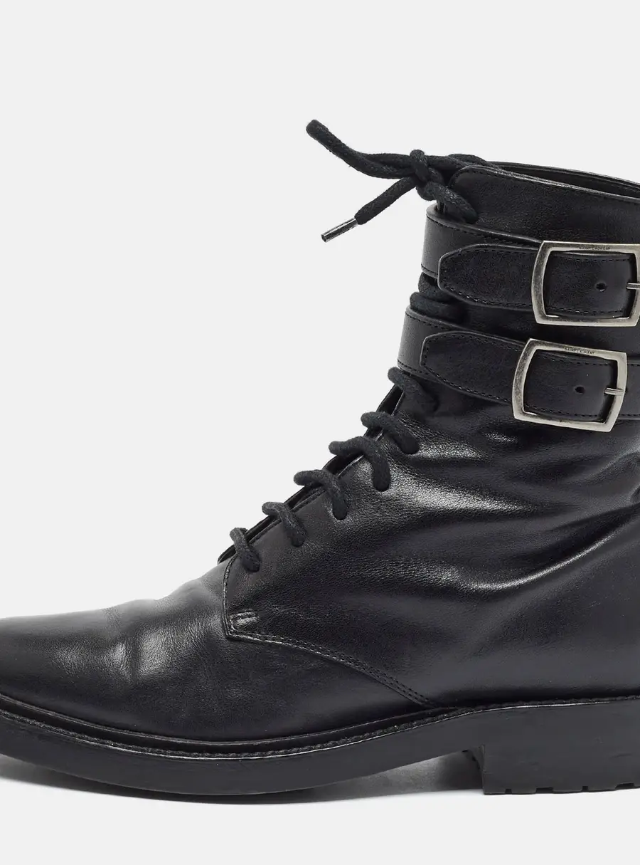 Saint Laurent William Size 37 Black Leather Combat Boots