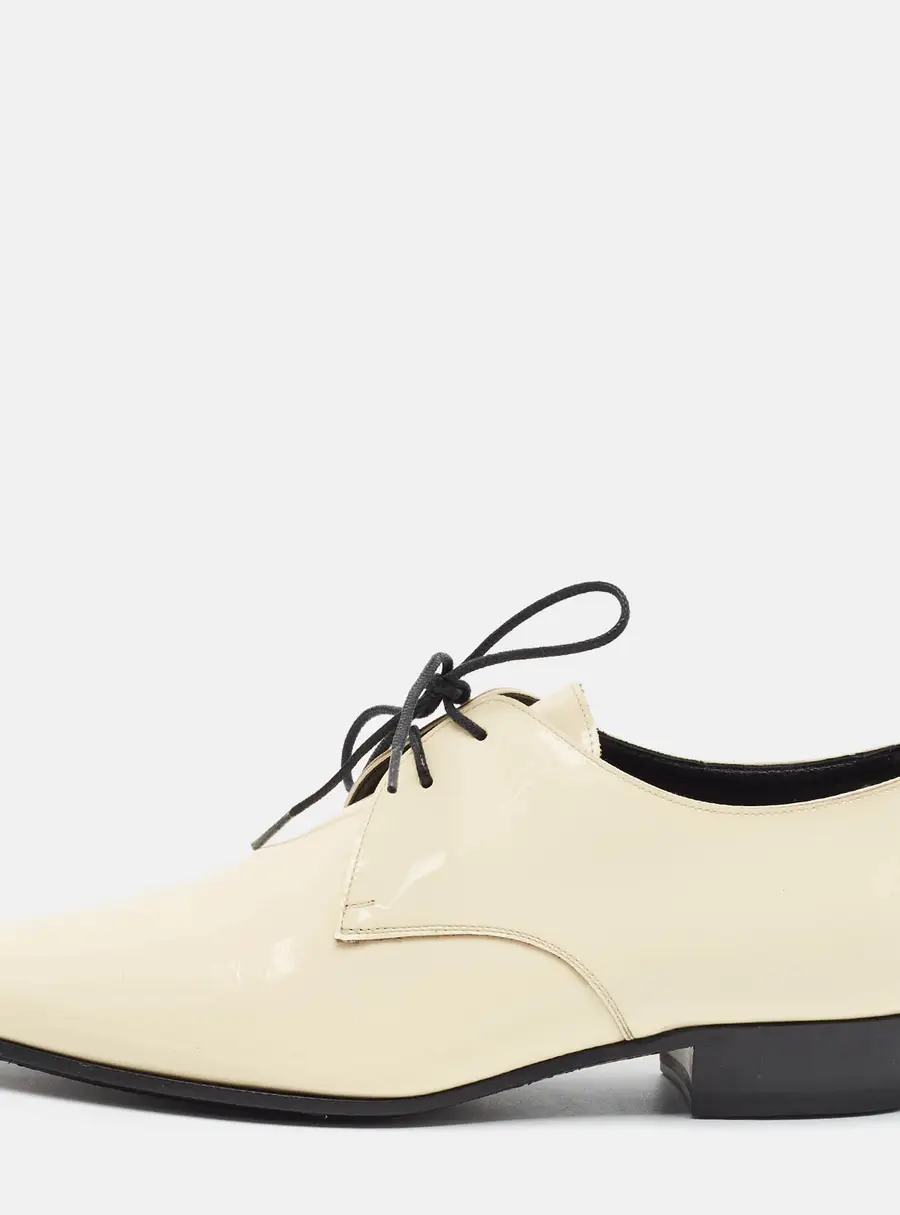 Saint Laurent jonas Size 37.5 Cream Patent Leather Oxfords