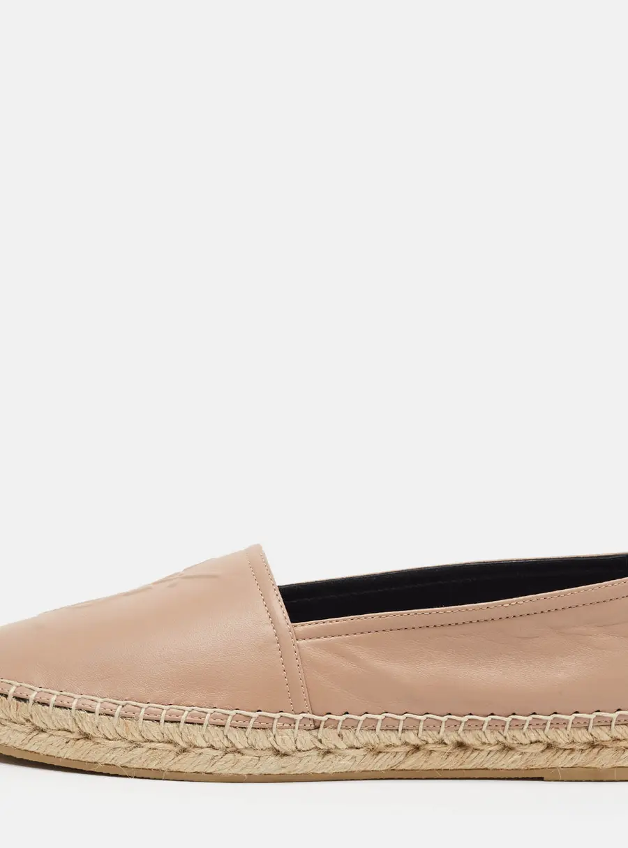 Saint Laurent Cassandre Size 39 Beige Leather Espadrille Flats