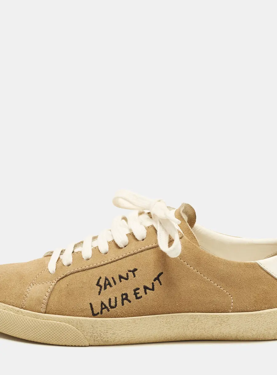 Saint Laurent Court Classic SL/06 Size 39 Beige Leather and Suede Low Top Sneakers
