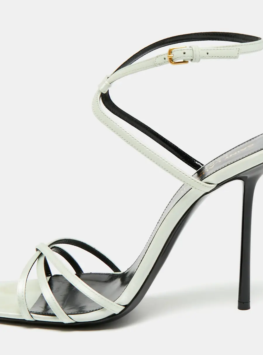 Saint Laurent Baliqua Size 39.5 Green Satin Ankle Strap Sandals