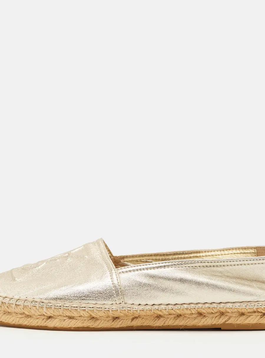 Saint Laurent Cassandre Size 36.5 Rose Gold Leather Espadrille Flats