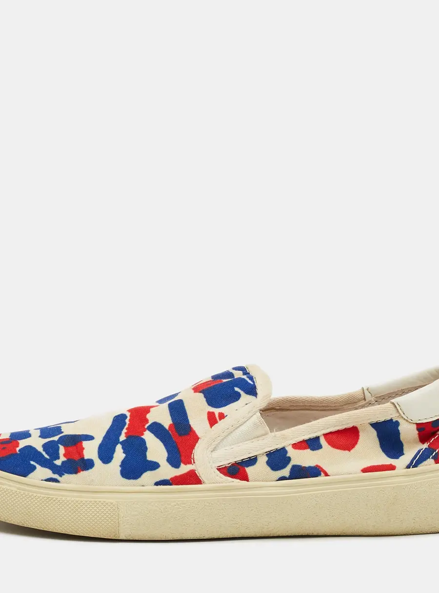 Saint Laurent Paris x Matt Connors Size 37 Multicolor Canvas Skate Slip On Sneakers