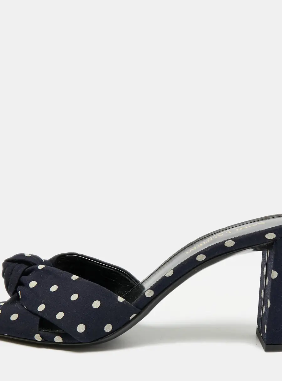 Saint Laurent Bianca Size 38 Navy Blue Fabric Slide Sandals