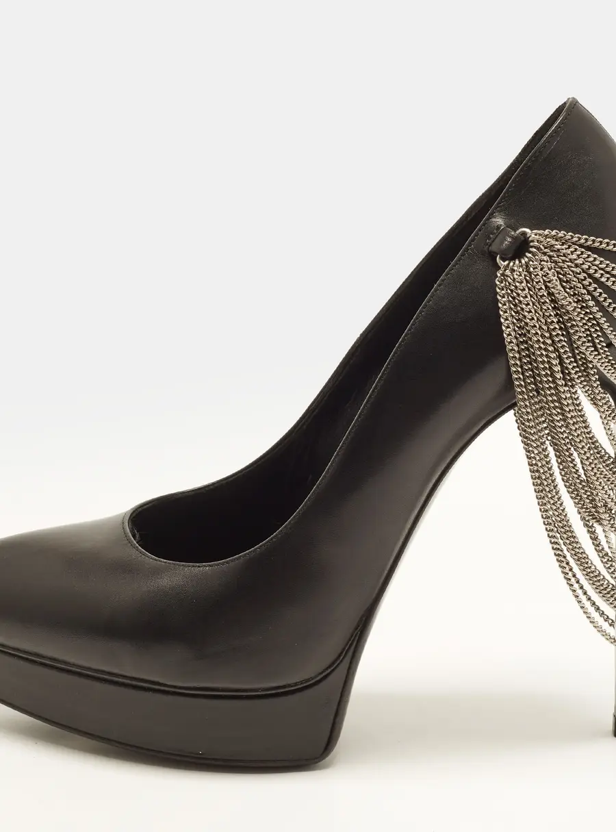Saint Laurent Janis Size 39.5 Black Leather Pumps