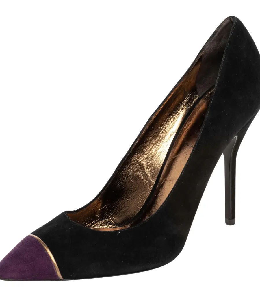 Saint Laurent Paris Black/Purple Suede Pointed Toe Pumps Size 41