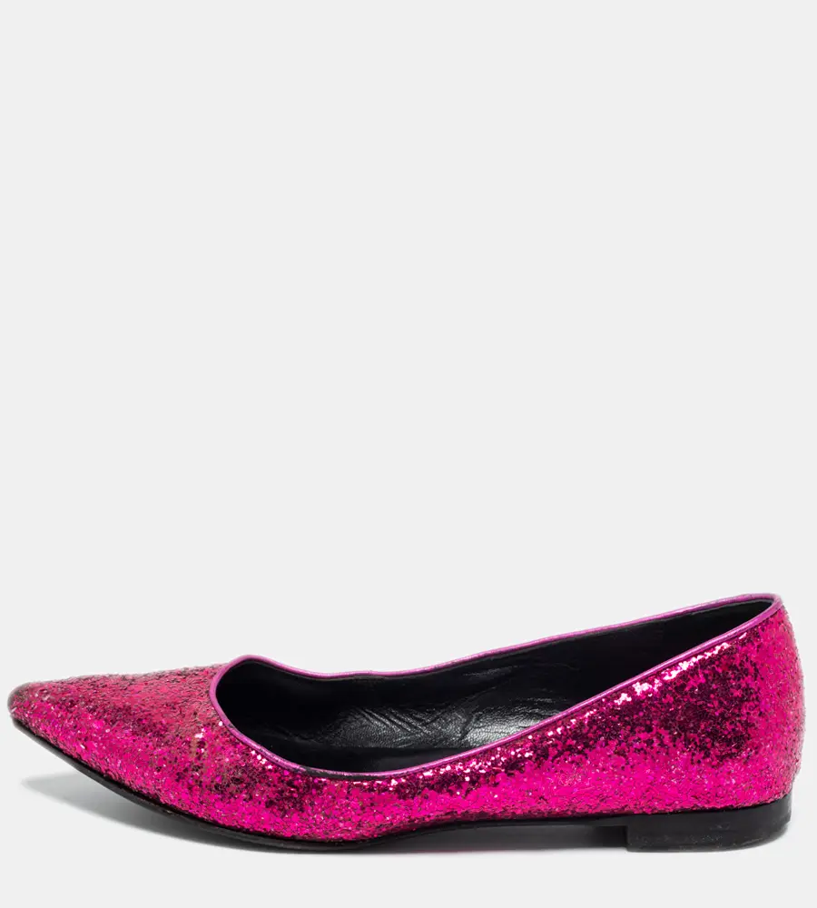 Saint Laurent Pink Glitter Ballet Flats Size 36.5