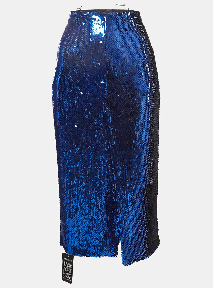 Sally Lapointe Royal Blue Sequin Pencil Skirt M