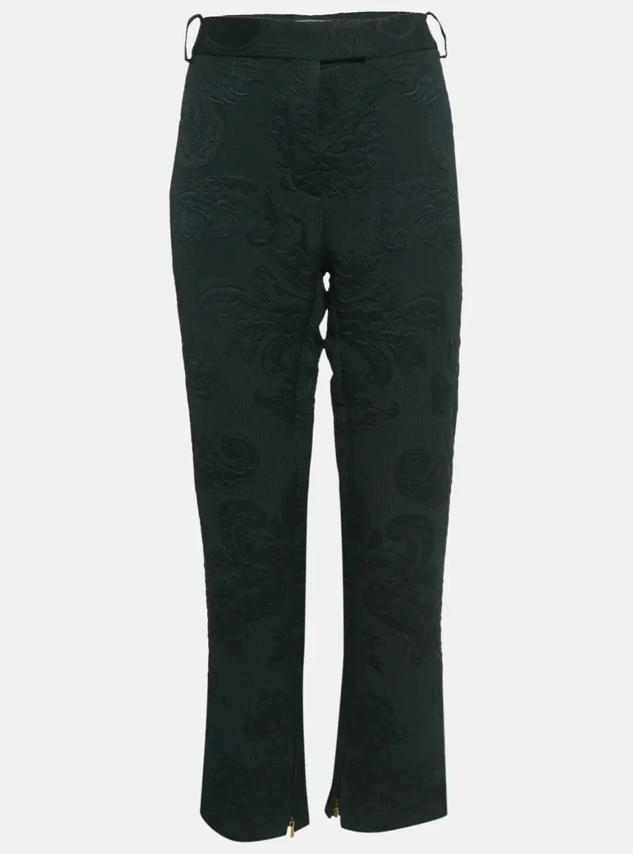 Salvatore Ferragamo Black Floral Jacquard Lace-Up Trousers M