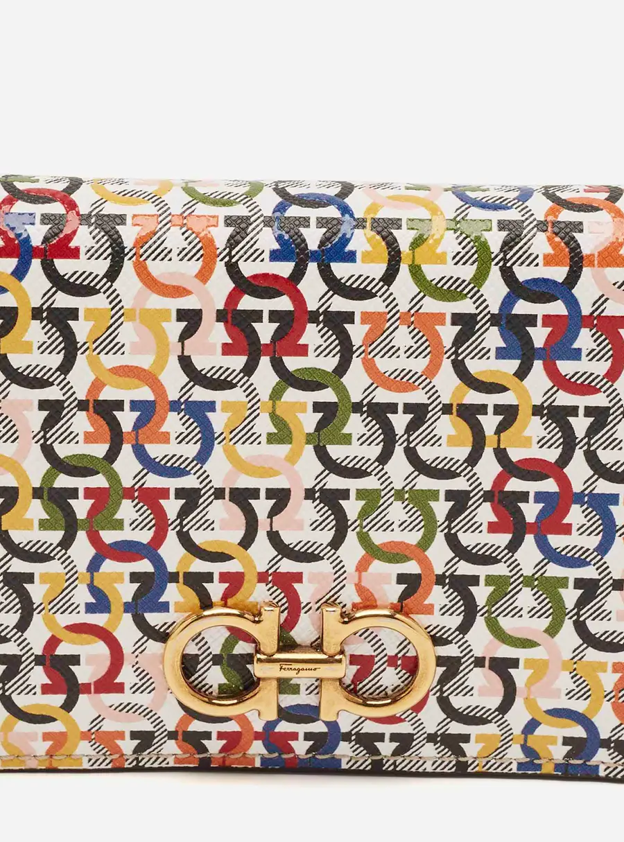 Salvatore Ferragamo Gancini Multicolor Leather Compact Wallet