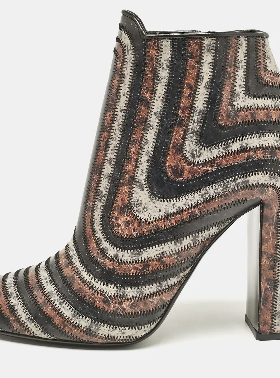 Salvatore Ferragamo Multicolor Leather Ankle Length Boots Size 40.5