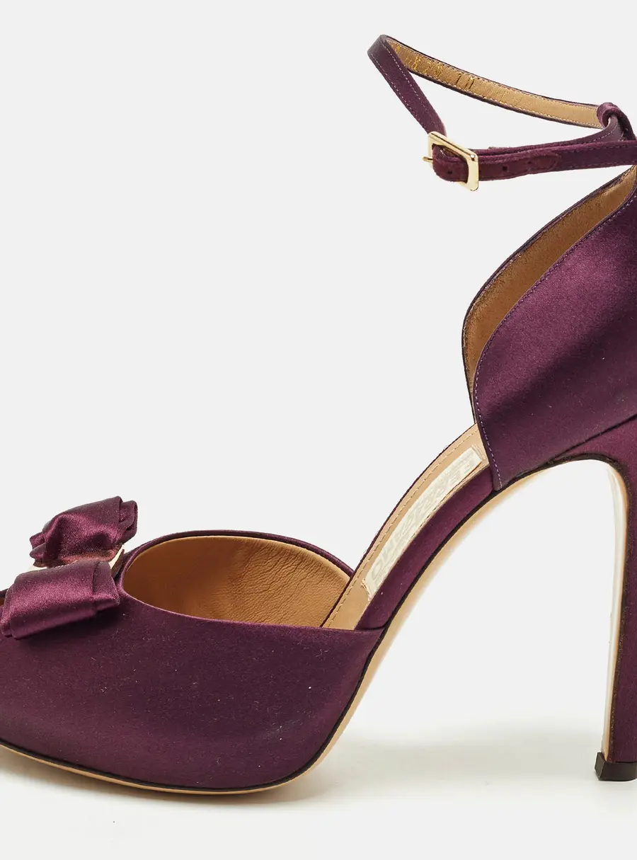 Salvatore Ferragamo Rosie Size 40.5 Purple Satin Platform Sandals