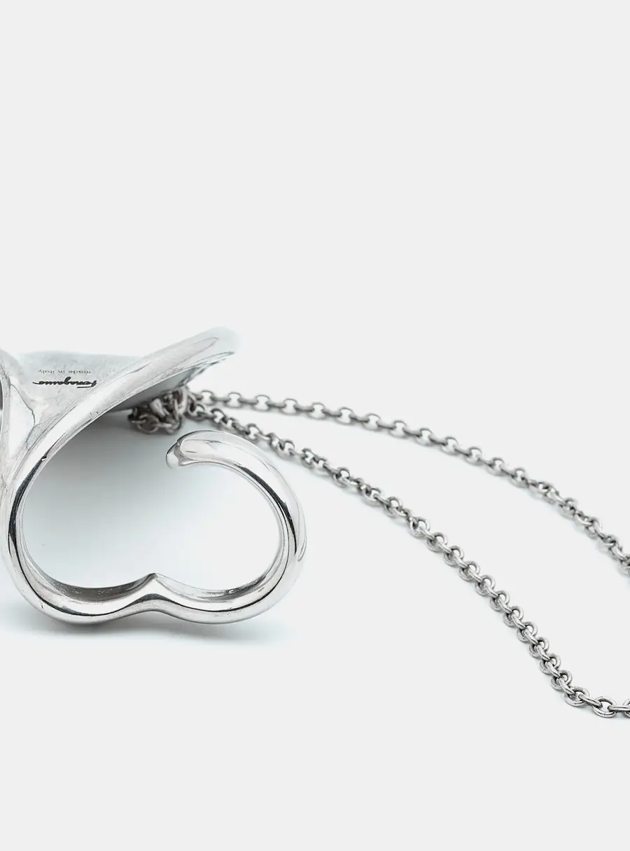 Salvatore Ferragamo Silver Tone Bracelet Ring Size 51