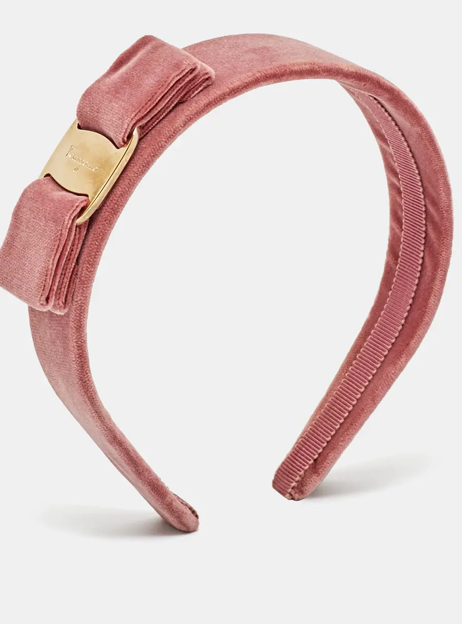 Salvatore Ferragamo Velvet Gold Tone Head Band