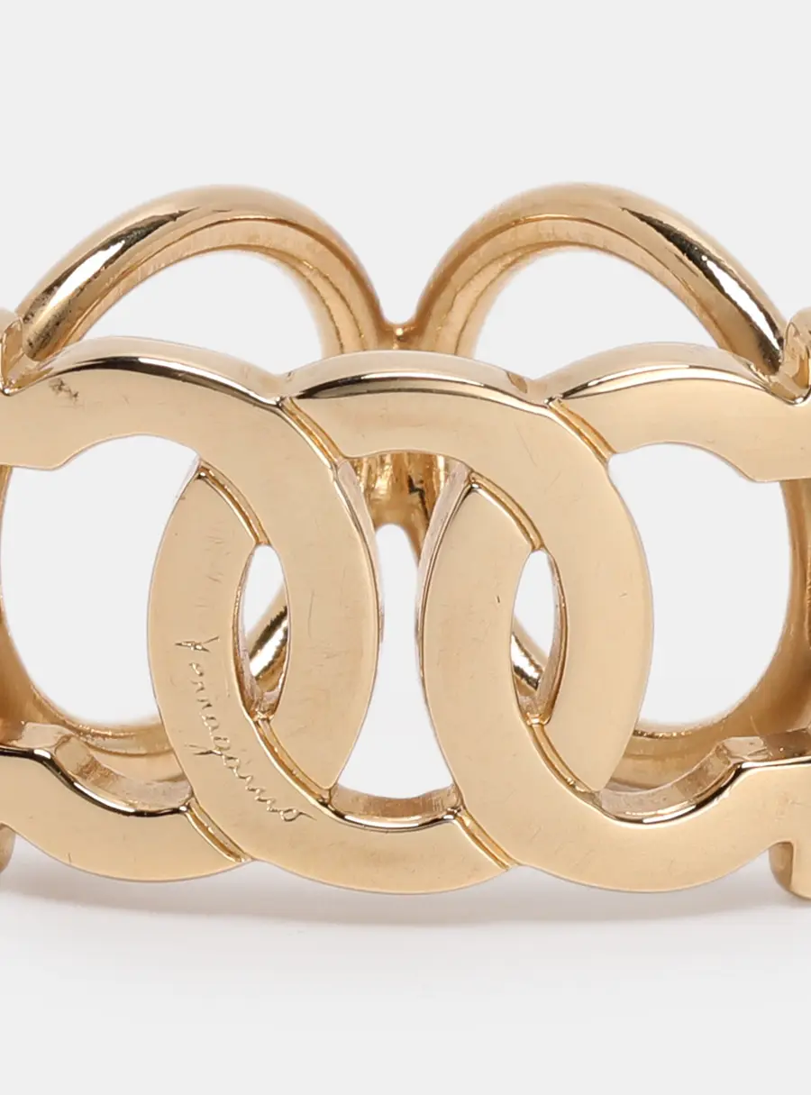 Salvatore Ferragamo Gold Tone Metal Scarf Ring