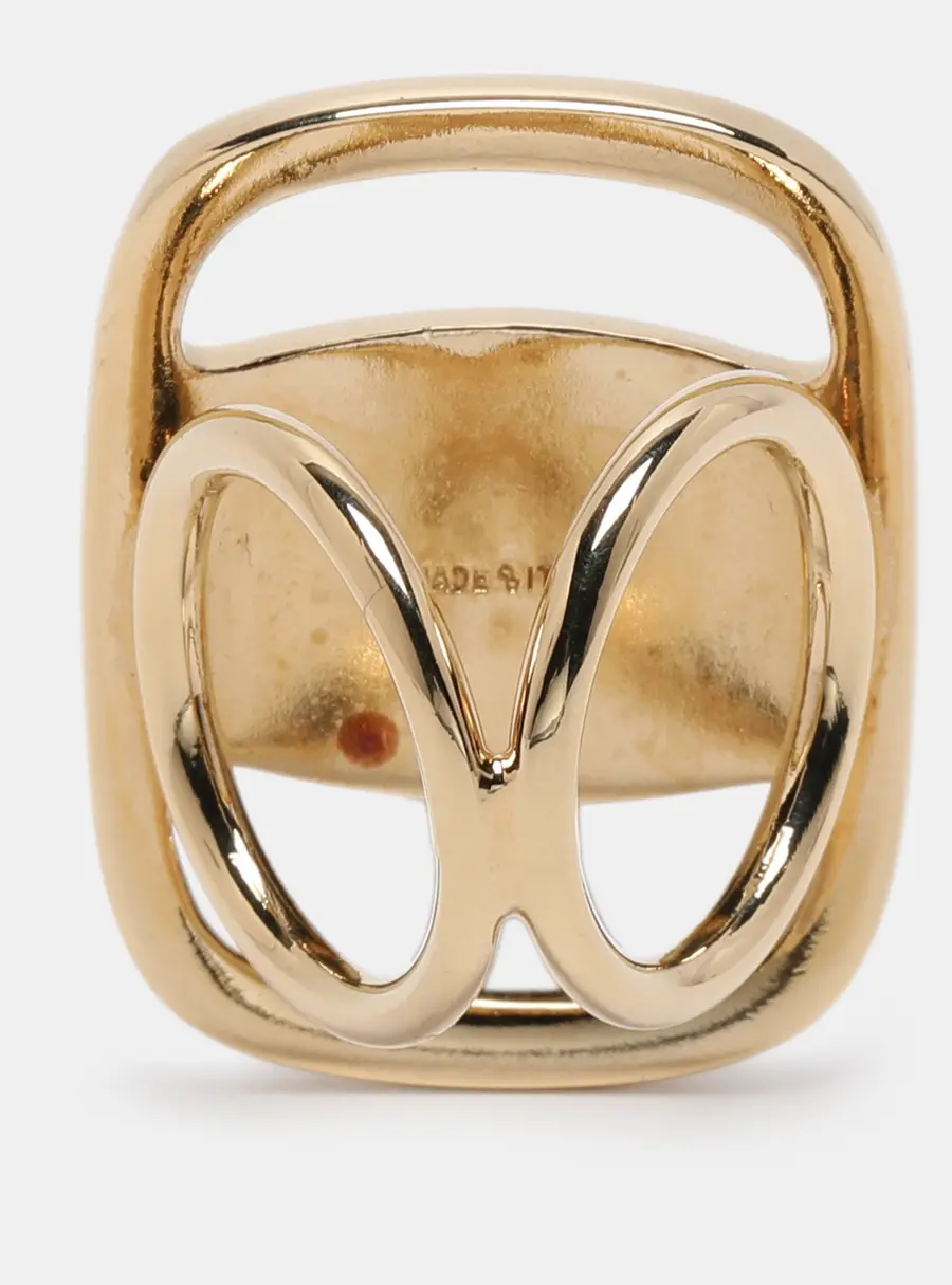 Salvatore Ferragamo Gold Tone Metal Vara Scarf Ring
