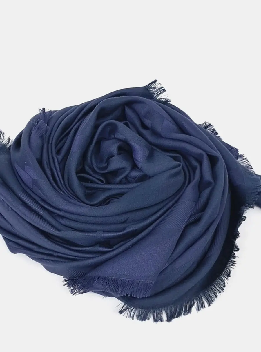 Salvatore Ferragamo Navy Blue Silk Scarf