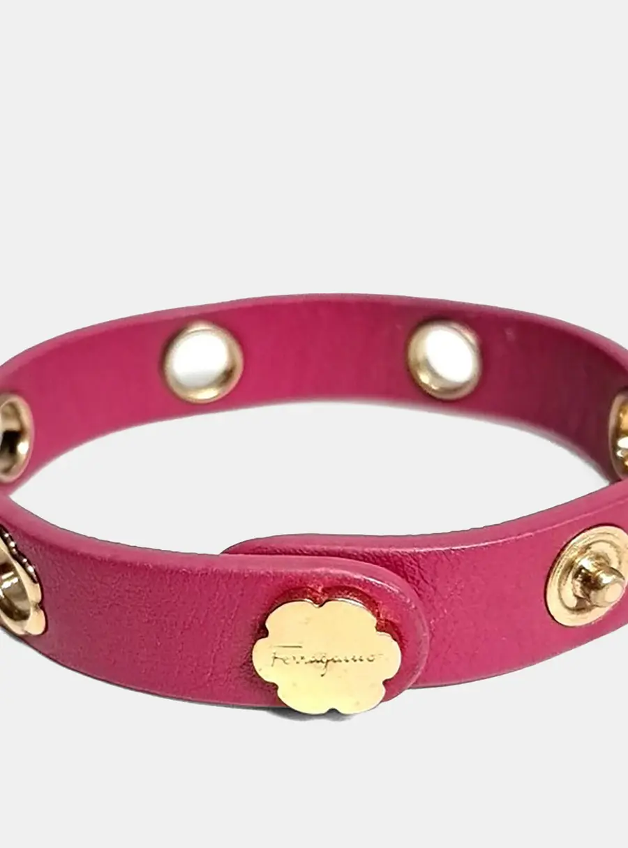 Salvatore Ferragamo Pink Leather Bracelet