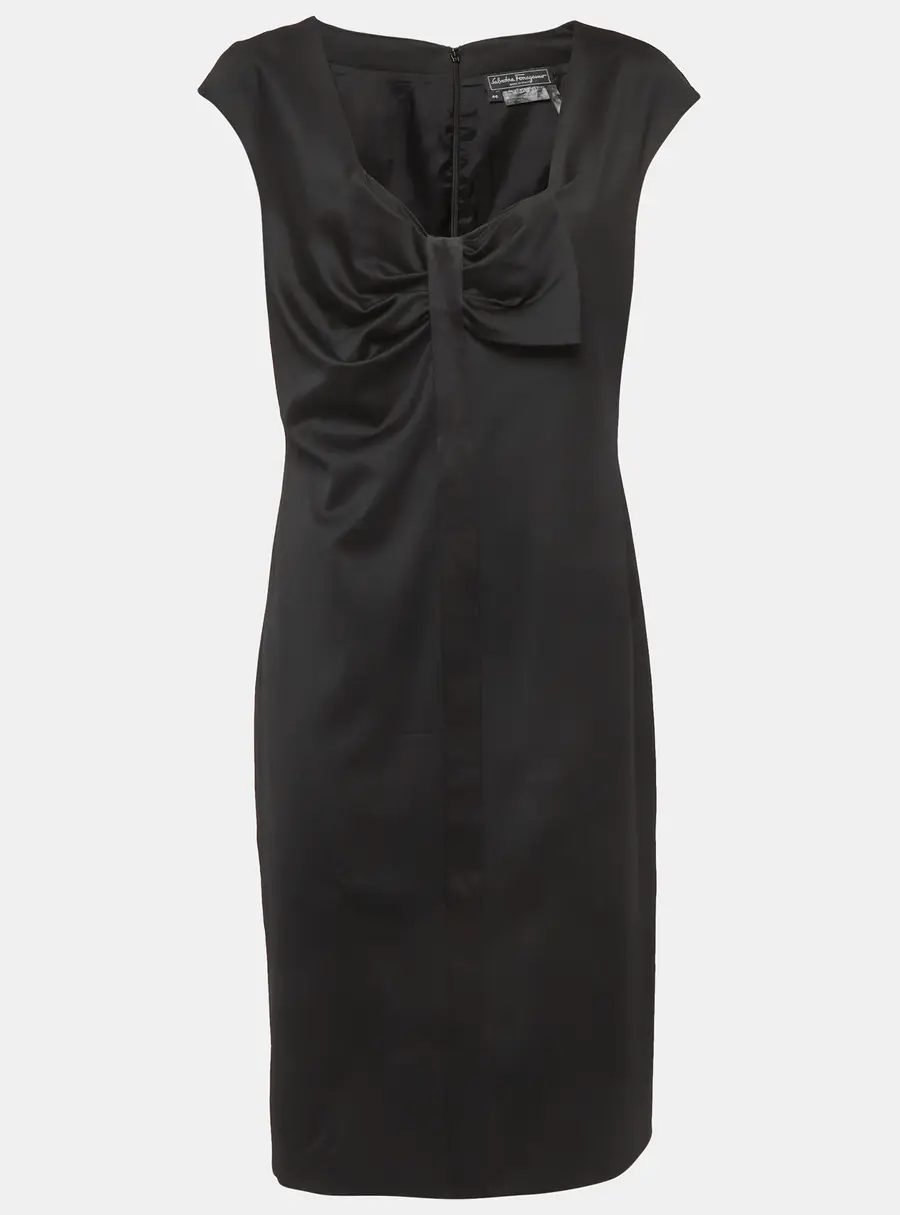 Salvatore Ferragamo Black Gabardine Sheath Dress L