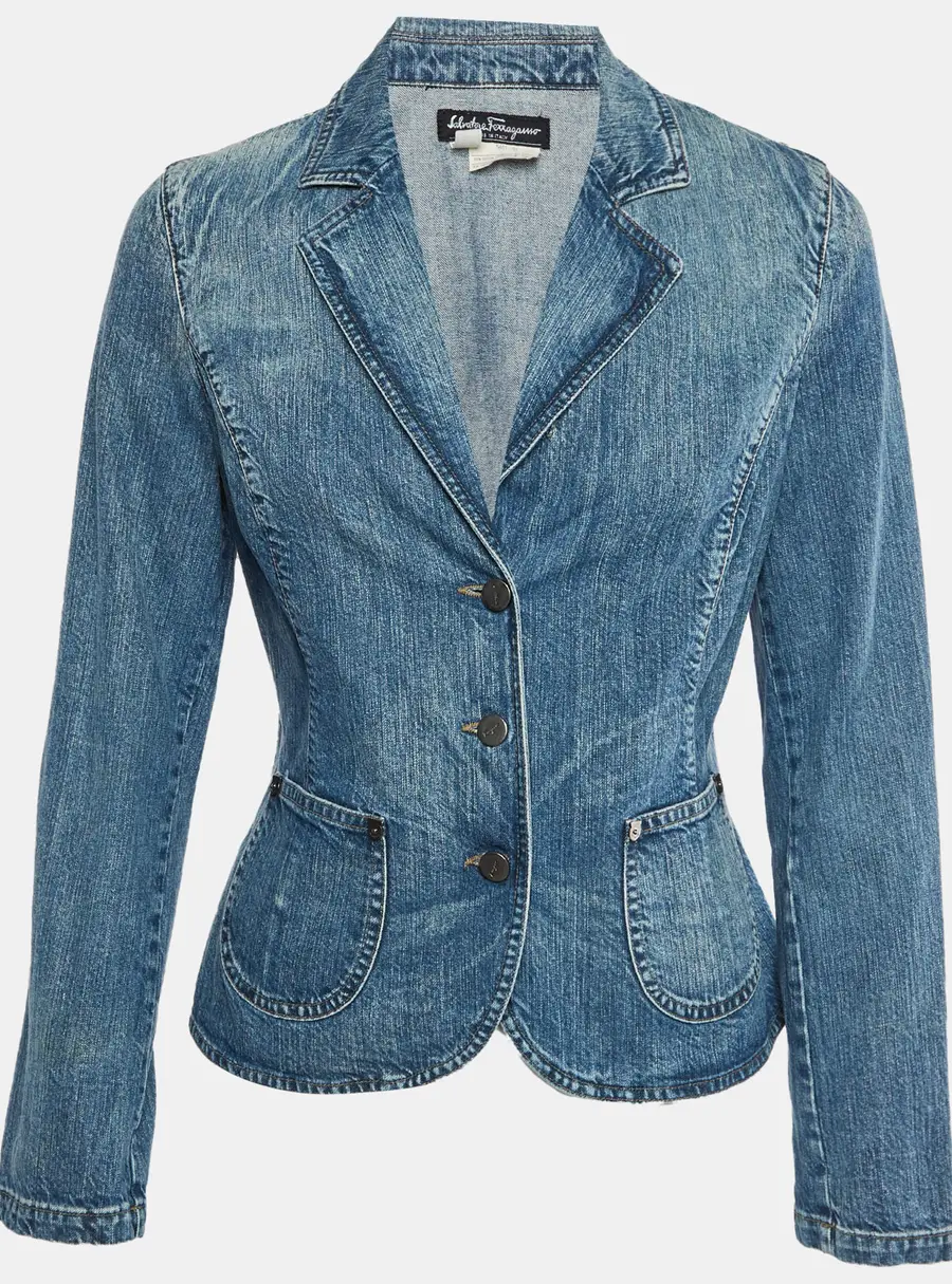 Salvatore Ferragamo Blue Denim Slim Fit Jacket M