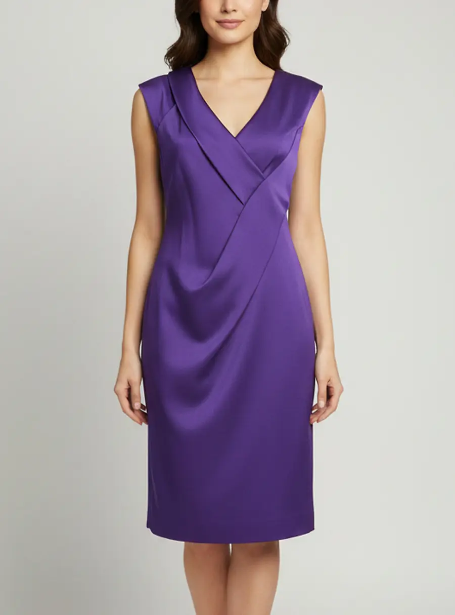 Salvatore Ferragamo Purple Wool Blend Draped Dress M