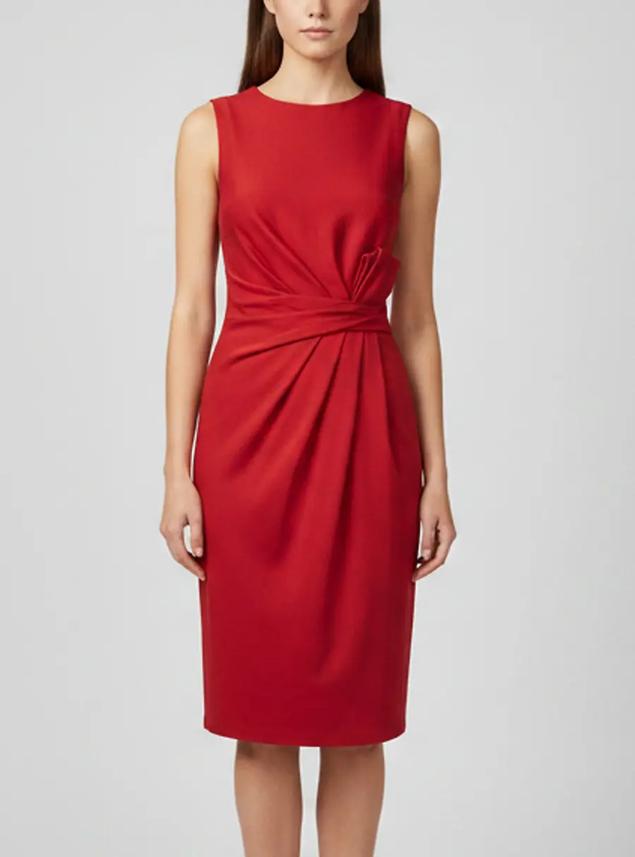 Salvatore Ferragamo Red Origami Pleated Wool Mini Dress M
