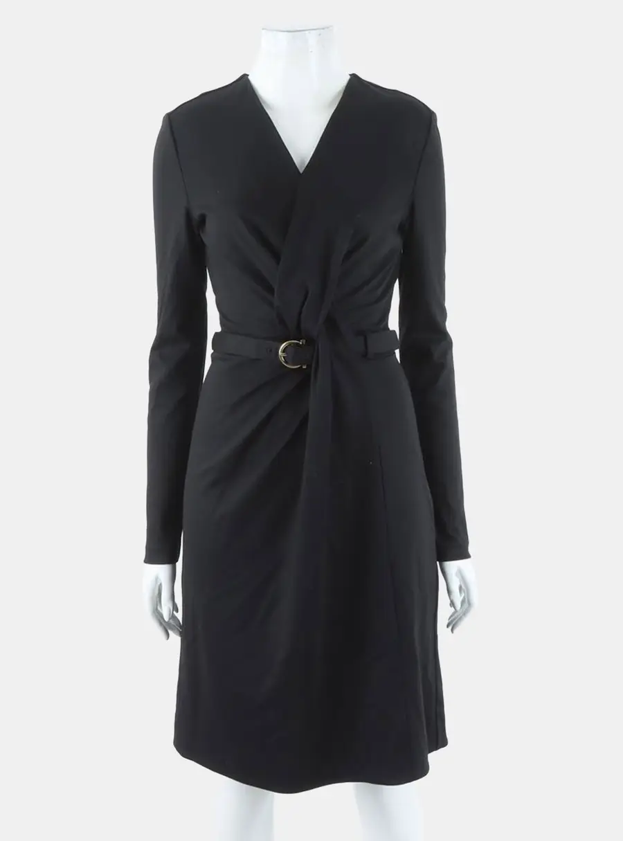 Ferragamo wool black dress 38