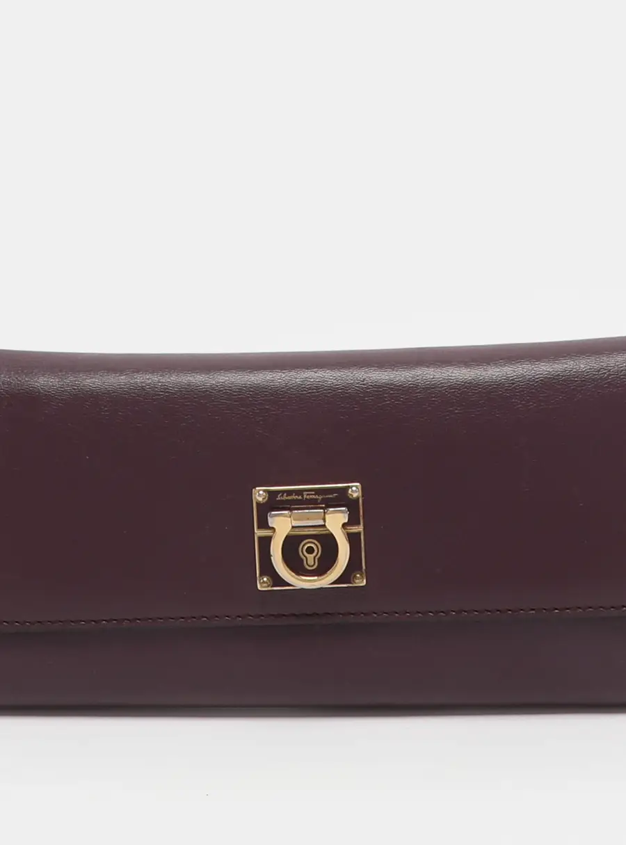 Salvatore Ferragamo Gancini Purple Leather Continental Wallet