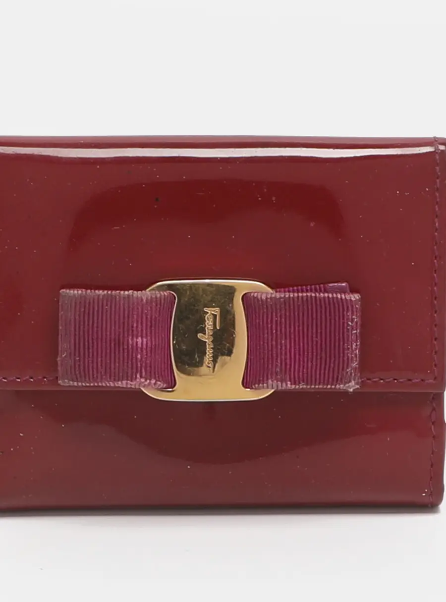 Salvatore Ferragamo Vara Bow Red Patent Leather Bifold Wallet