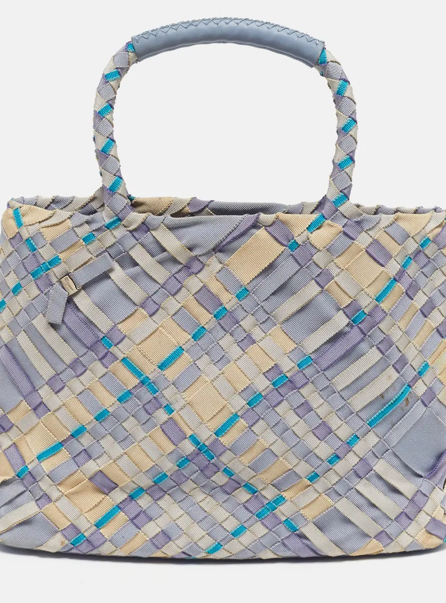 Salvatore Ferragamo Ribbon Lavander/Multicolor Woven Fabric Tote